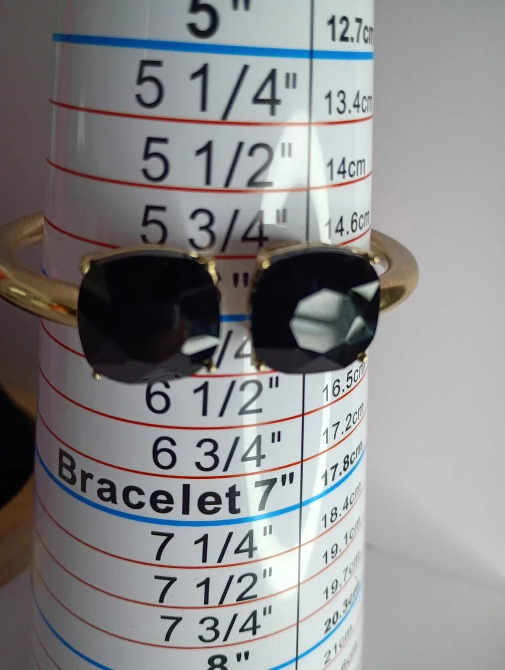 Gold-Frame Double Black Stone Cuff Bracelet